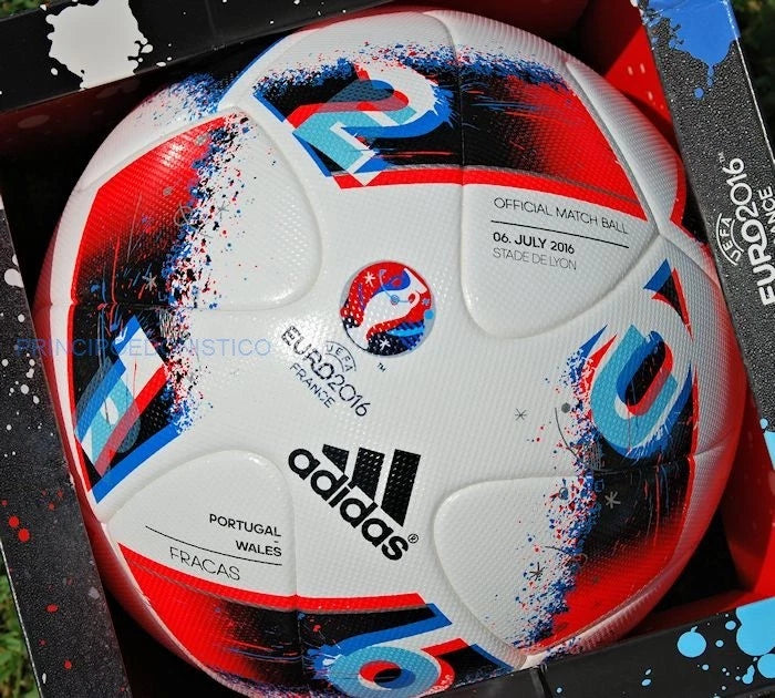 Pallone Adidas Fracas EURO 2016 – vista frontale con logo UEFA EURO 2016 France e Adidas