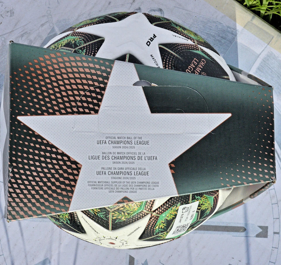 Fondo confezione Adidas Munich 25 Final con codice a barre UCL Pro